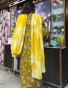 Yellow Floral Kurta Set with Dupatta