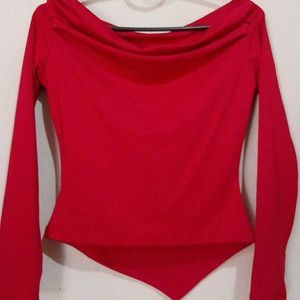 Red Long Sleeve Off Shoulder Top
