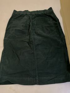 Stylish Dark Green Corduroy Skirt
