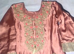 Women's Premium Satin Silk Embroidered Kurta Pant