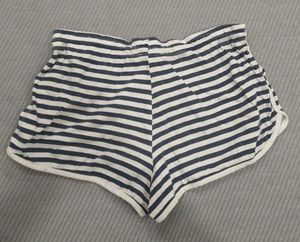 Blue and white striped mini shorts