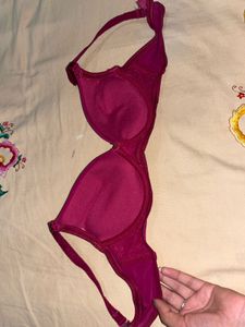 Purple Padded Bra with Bow Detail