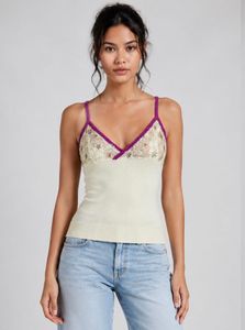 Cream Lace Trim Camisole Top