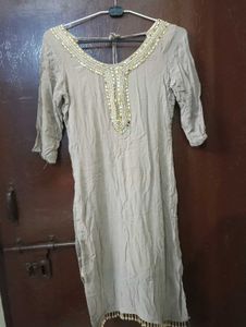 Cream Embroidered Kurta Set