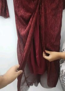 Sparkling Red V-Neck Dress