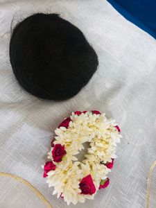 Traditional Hair Bun with Floral Garland