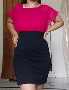 BESIVA Hot Pink &Black 🖤 Contrast Dress