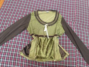 Vintage Green & Brown Renaissance Blouse