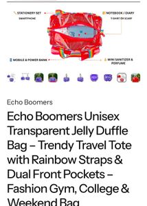 Red Jelly Duffle Bag with Rainbow Strap