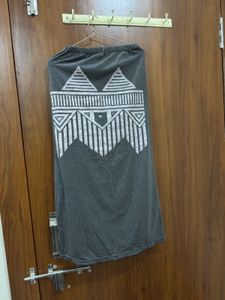 Gray Tribal Print Maxi Skirt