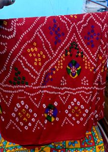 Red Bandhani Saree - Traditional Style