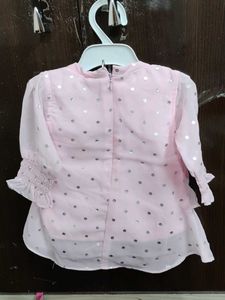 Girls Pink Shimmer Dot Top