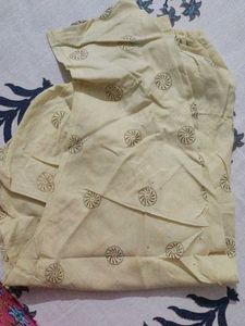 Cream &amp; Olive Printed Kurta Set