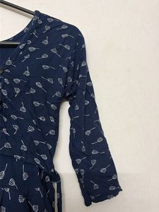 Stylish Navy Blue Printed Maxi Dress
