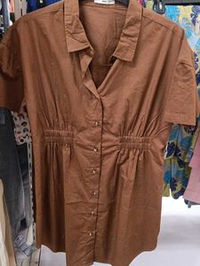 Chic Brown Button-Up Shirt Dress