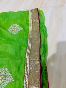 Vibrant Green Embroidered Saree