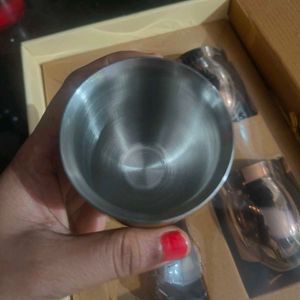 Set of 4 Silver Egg Shaped Shot Glasses