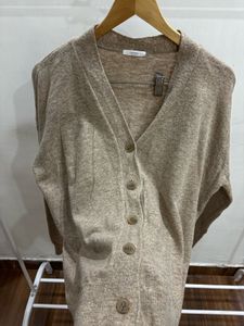 Beige Buttoned down Knit Cardigan