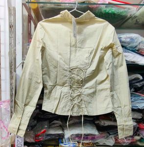 Cream Corset Back Shirt