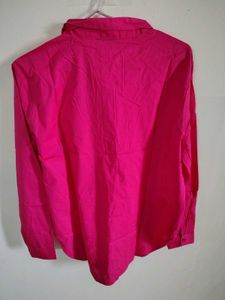 Bright Pink Oversized Button-Down long Shirt