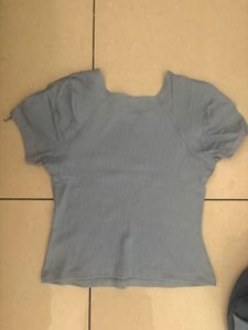 Stylish Blue Square Neck Top