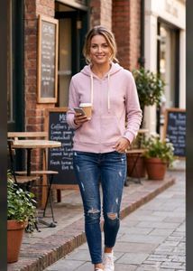 2) Chic &amp; Cozy ☕️ Pink Hoodie &amp; Distressed De