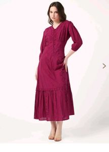 pink embroidery dress