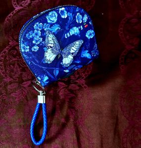Blue Butterfly Pouch with Strap