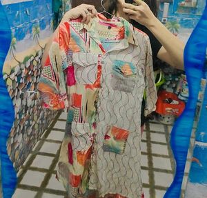 Unique Printed Shirt Dress with Belt