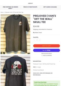 Vans "Off The Wall" Skull &amp; Roses Graphic T-Shirt