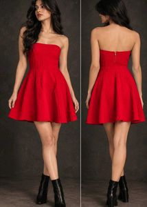 Chic Red Strapless Mini Dress