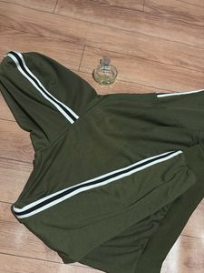 Olive Green Cropped Hoodie