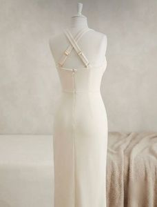 Elegant Cream Halter Neck Gown