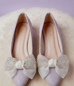Beautiful Cindrella Lavender Glitter Bow Heels