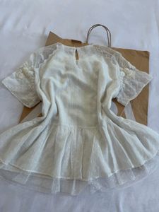 zara  White Embroidered fairy top
