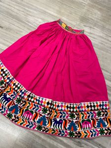 Vibrant Embroidered Pink Ethnic Skirt