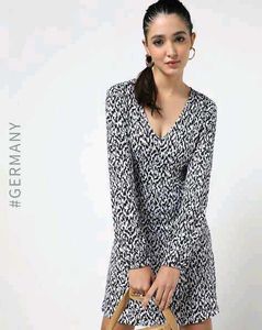 Stylish Printed V-Neck Mini Dress LR-89
