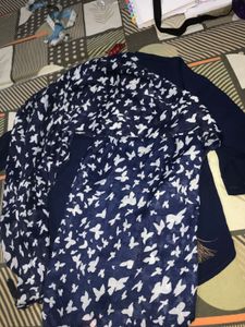 Blue Kurta with Butterfly Scarf and earrings free