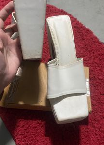 White Platform Heel Mules