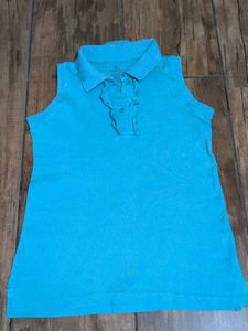 Turquoise Blue Collared Top