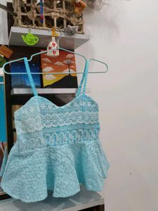Cute Light Blue Peplum Top