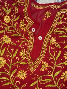 Gorgeous maroon sheer embroidered kurti