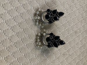 Germen Silver Black Stone With White Pearls