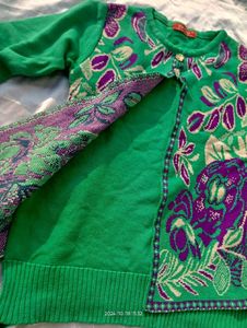 Green Floral Sweater
