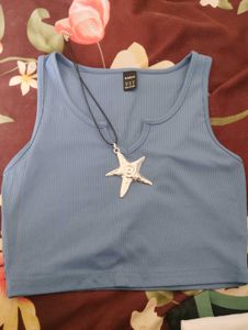 Blue Ribbed Tank Top