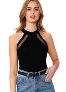 Chic Black Mesh Halter Top