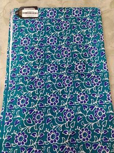 Teal Floral Print Dress Material