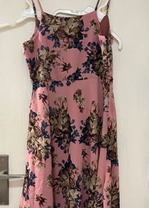 SASSAFARAS New Pink Printed Floral  Dress