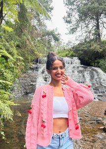 Pink Cherry Knit Cardigan
