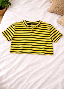 Street 9 Striped Yellow &amp; Black Polo Shirt